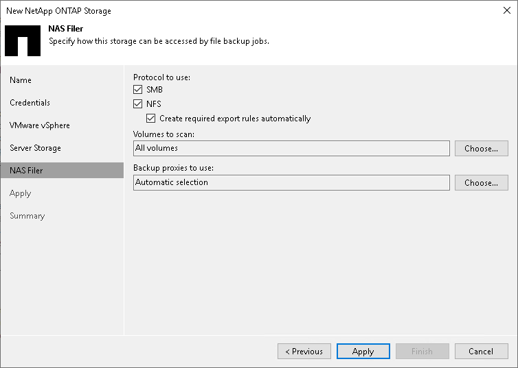 Step 6. Specify NAS Access Options