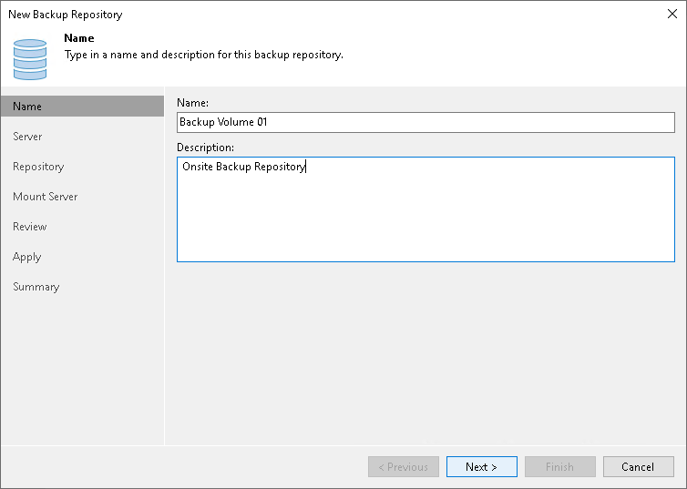Step 2. Specify Backup Repository Name and Description