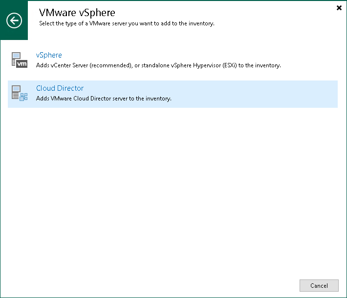Step 1. Launch New VMware Cloud Director Server Wizard