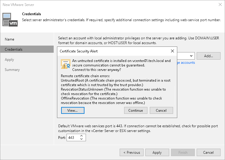 Step 3. Specify Credentials