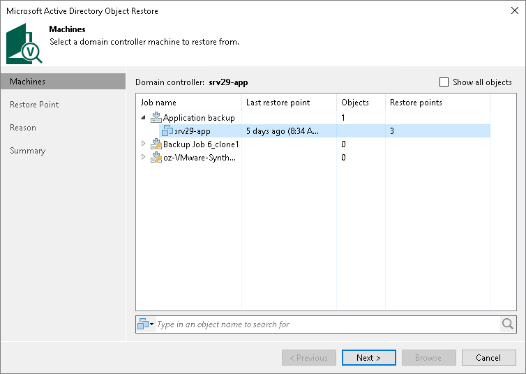 Step 2. Select VM or Site
