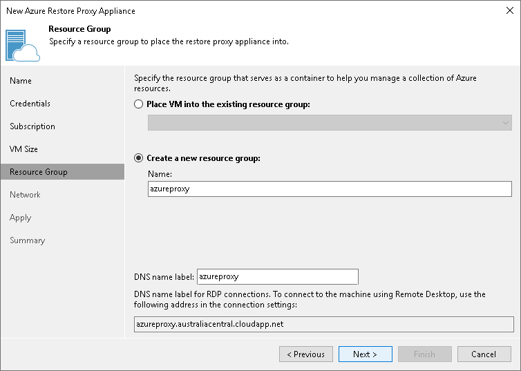 Step 6. Select Resource Group