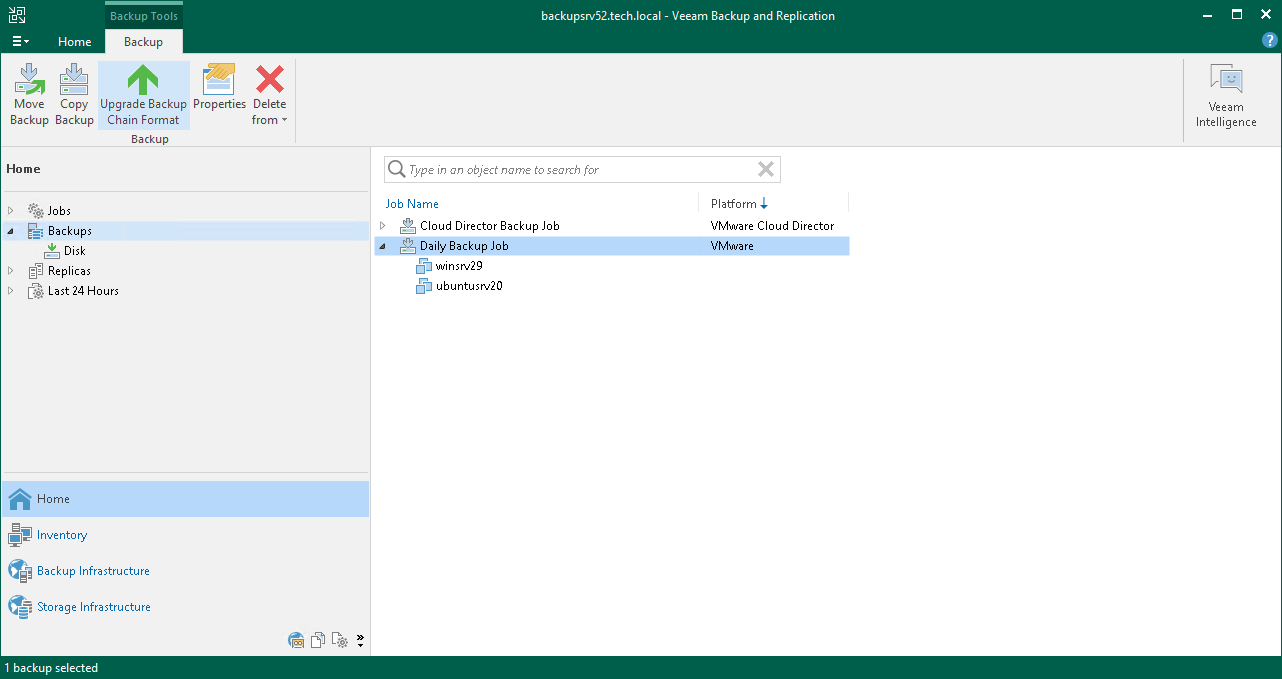 Upgrade Backup Chain Format