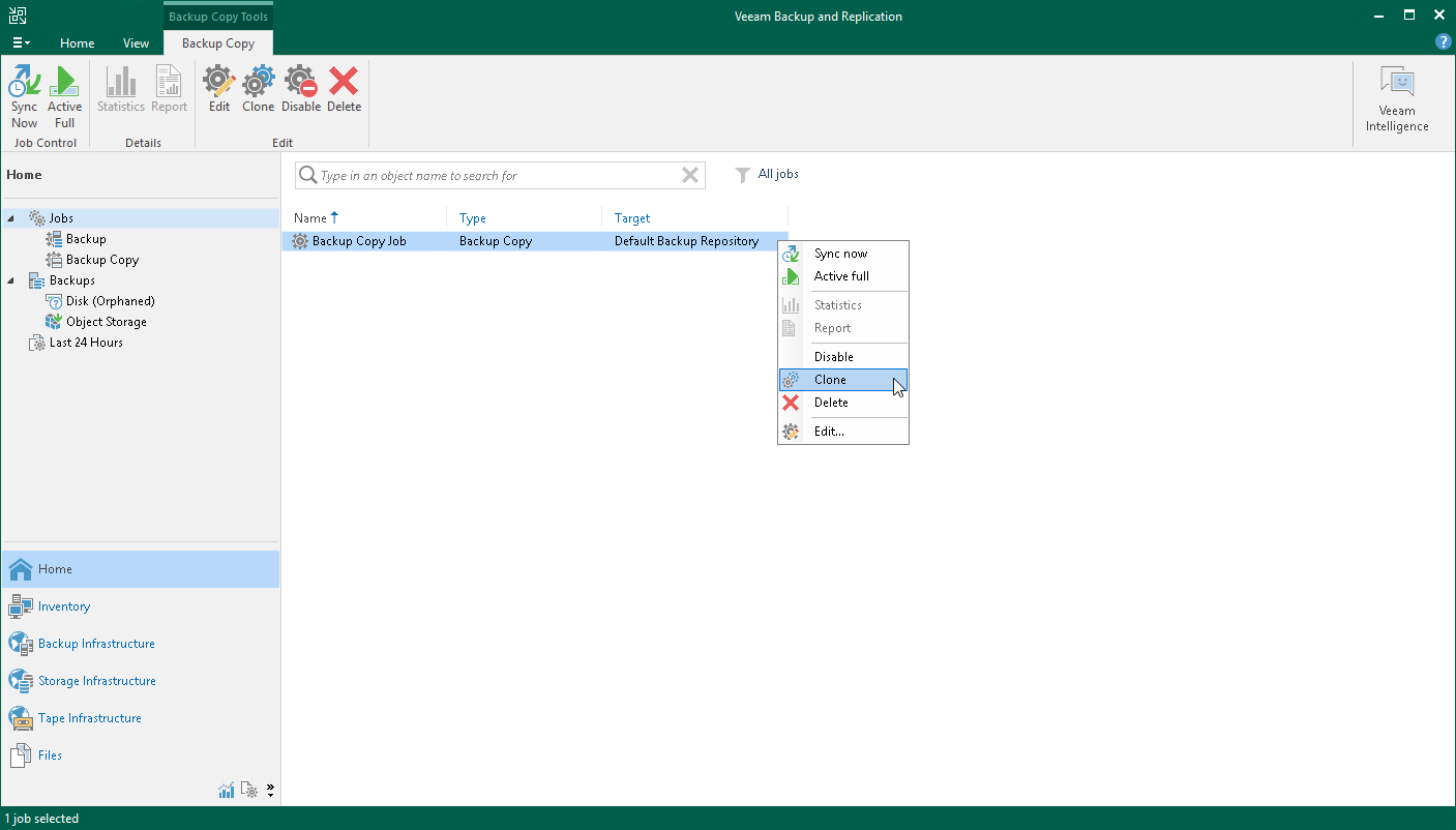 Cloning Backup Copy Job