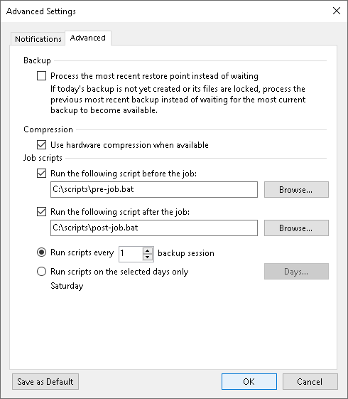 Advanced Settings for GFS Tape Job