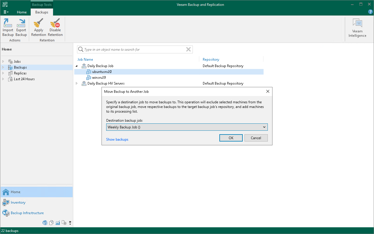 Move Backup to Another Job