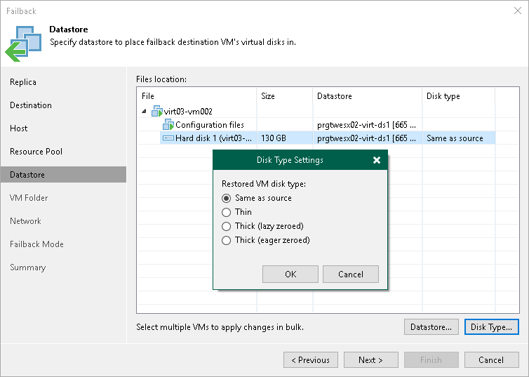 Select datastore Step 6. Select Datastores
