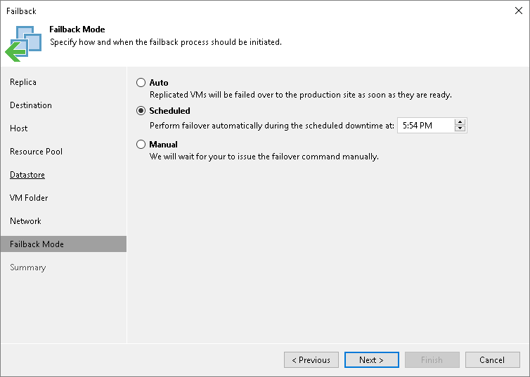 Schedule switching to production Step 10. Schedule Switch to Production VMs
