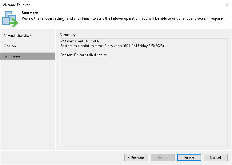Finish working with wizard Step 5. Finish Working with Wizard