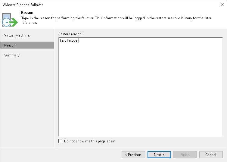 Step 3. Specify Failover Reason