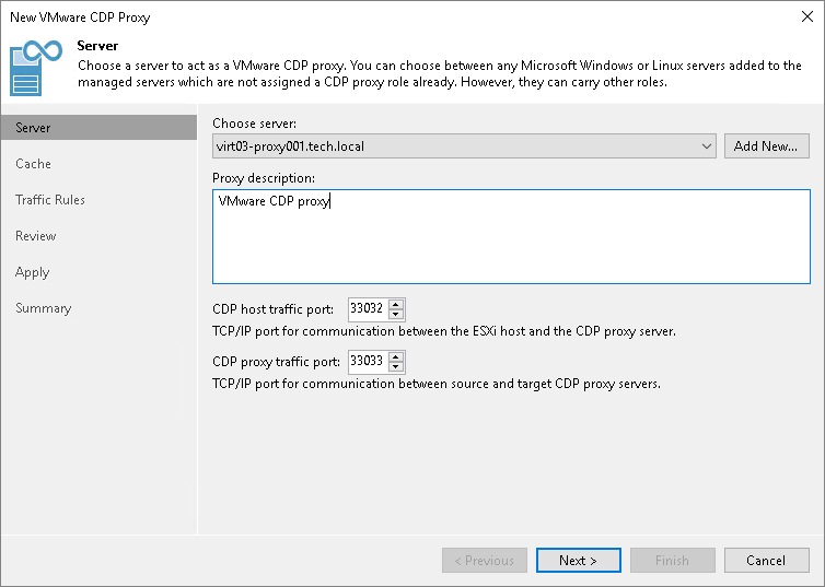 Select server Step 2. Select Server and Traffic Ports