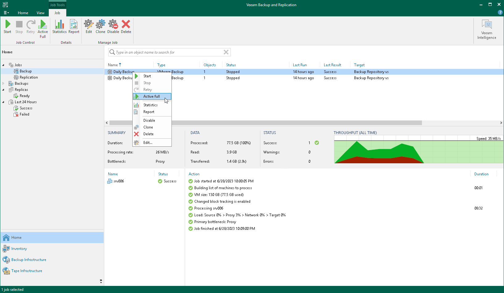 Performing Active Full Backup for All Workloads