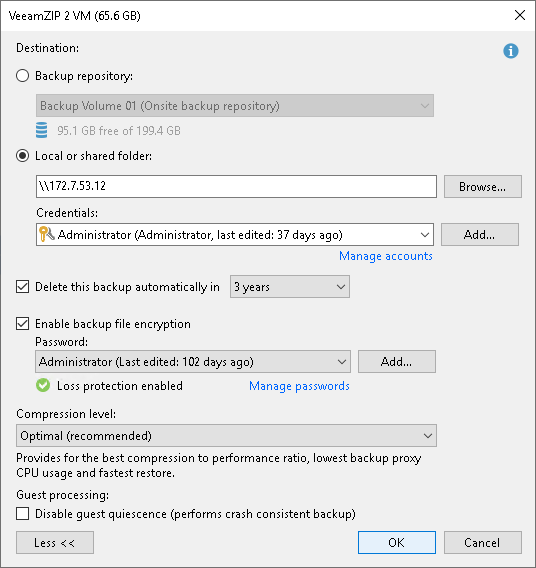 Creating VeeamZIP Backups