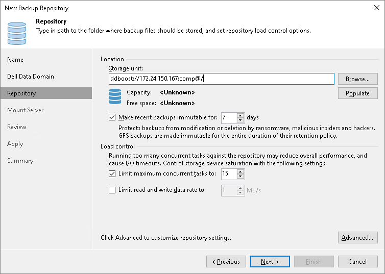 Step 4. Configure Backup Repository Settings
