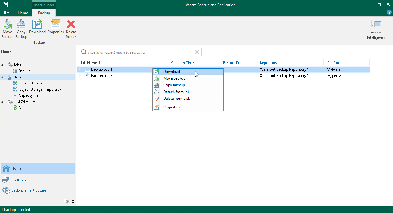 Downloading Data from Capacity Tier