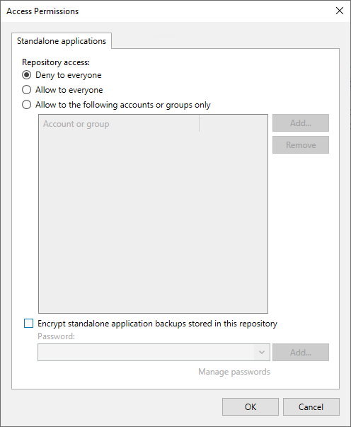 Encrypting Standalone Application Backups in Backup Repositories