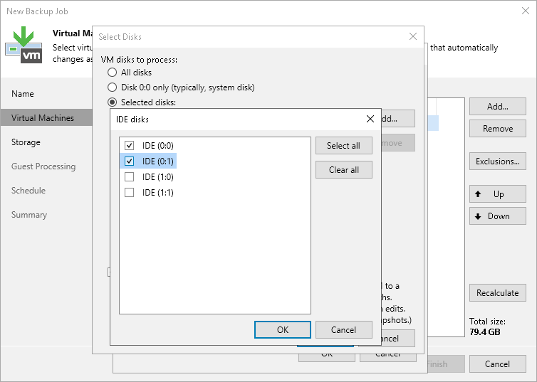 Select Individual VM Disks VMs and VM Disks