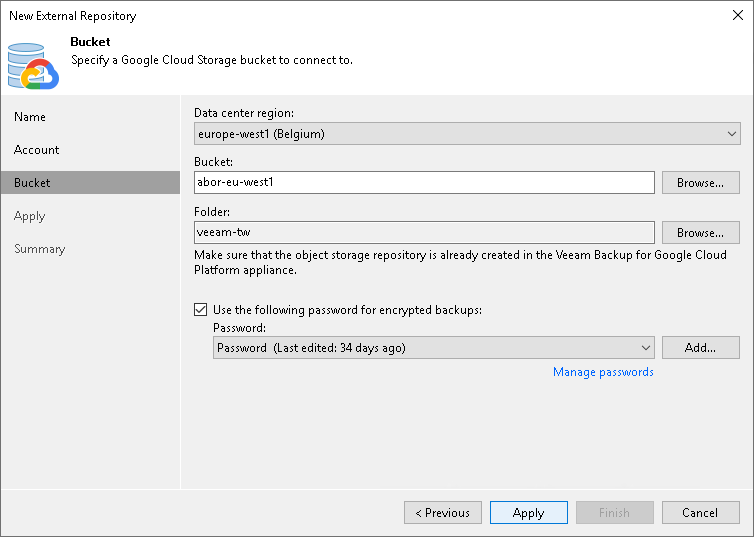 Step 4. Specify Cloud Storage Details 