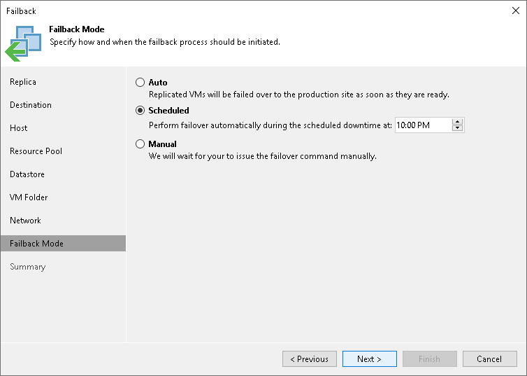 Schedule switching to production Step 10. Schedule Switch to Production VMs