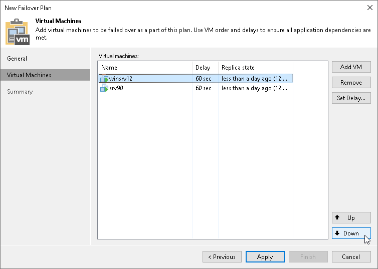 Step 4. Define VM Failover Order