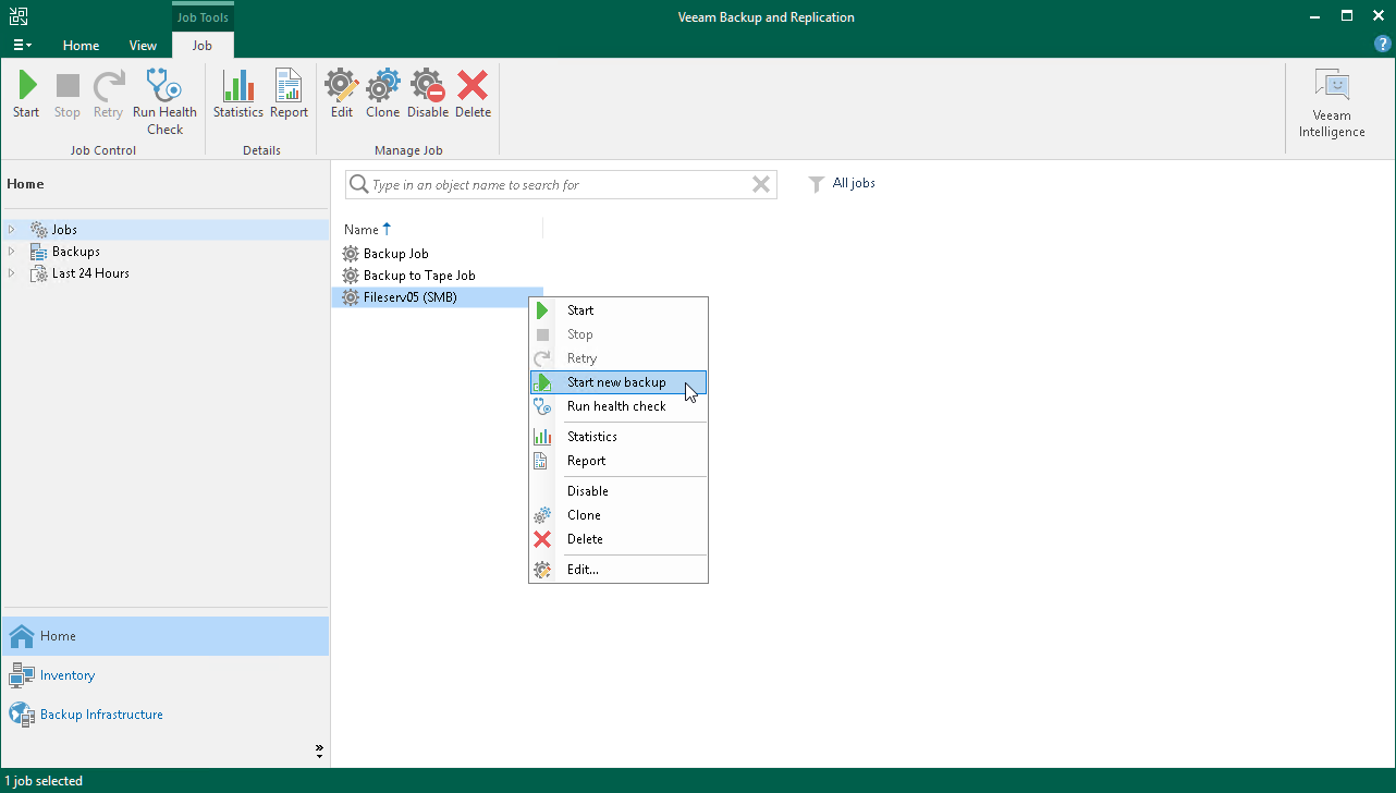 Start New Backup Chain