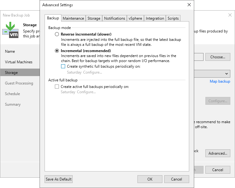 Enable Forever Forward Incremental Backup Method Forever Forward Incremental Backup