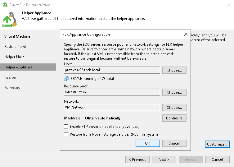 Step 6. Specify Location for Helper Appliance