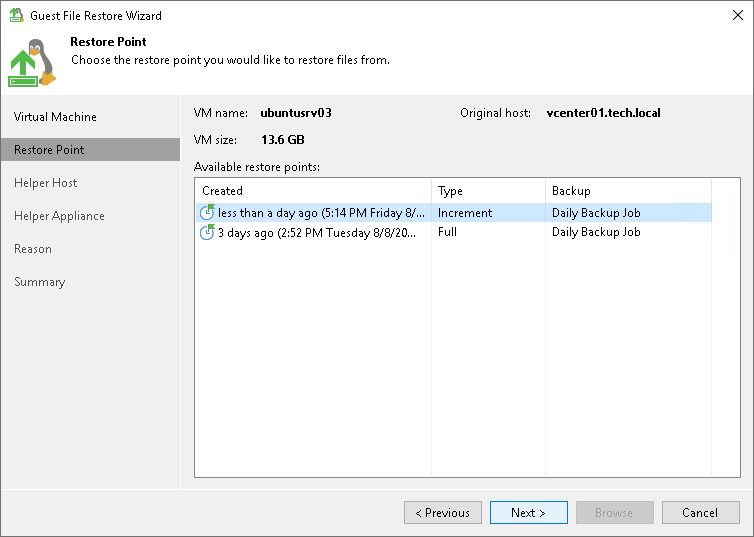 Step 3. Select Restore Point