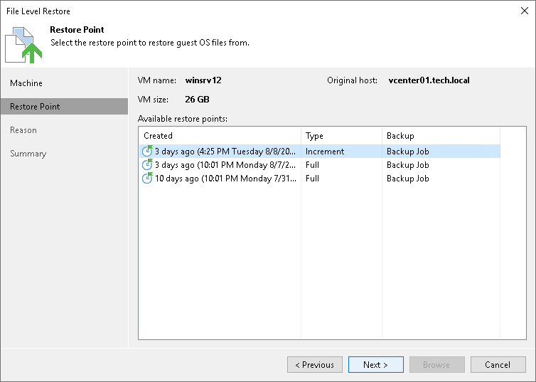 Step 3. Select Restore Point