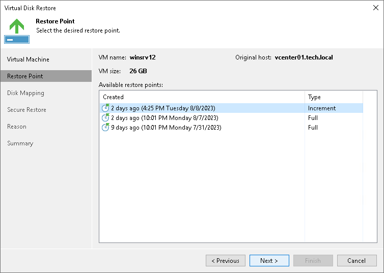 Step 3. Select Restore Point