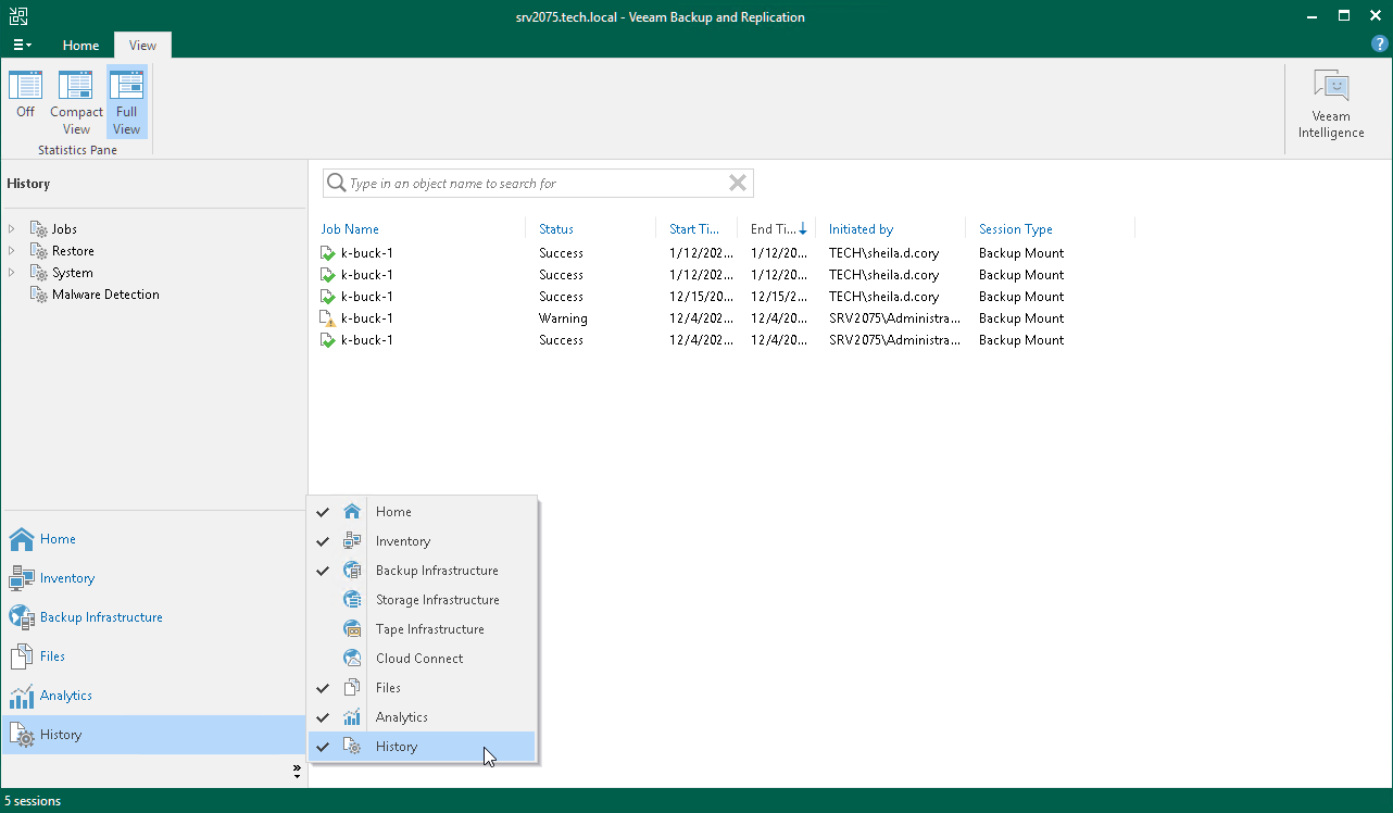 View History Statistics