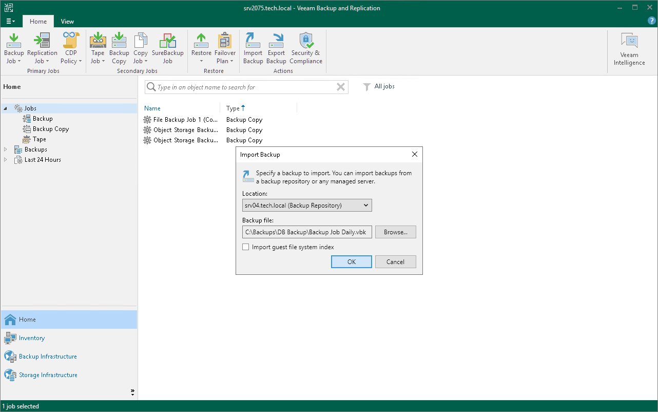 Import Backup Manually
