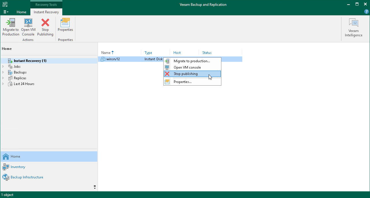 Finalizing Instant Disk Recovery