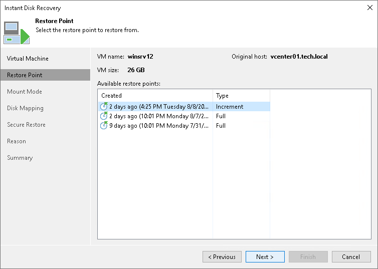 Step 3. Select Restore Point