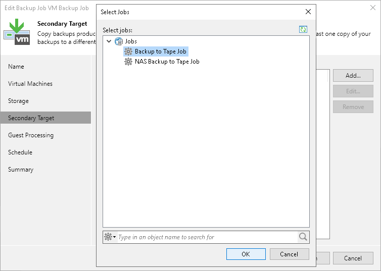 Linking Backup Jobs to Backup to Tape Jobs