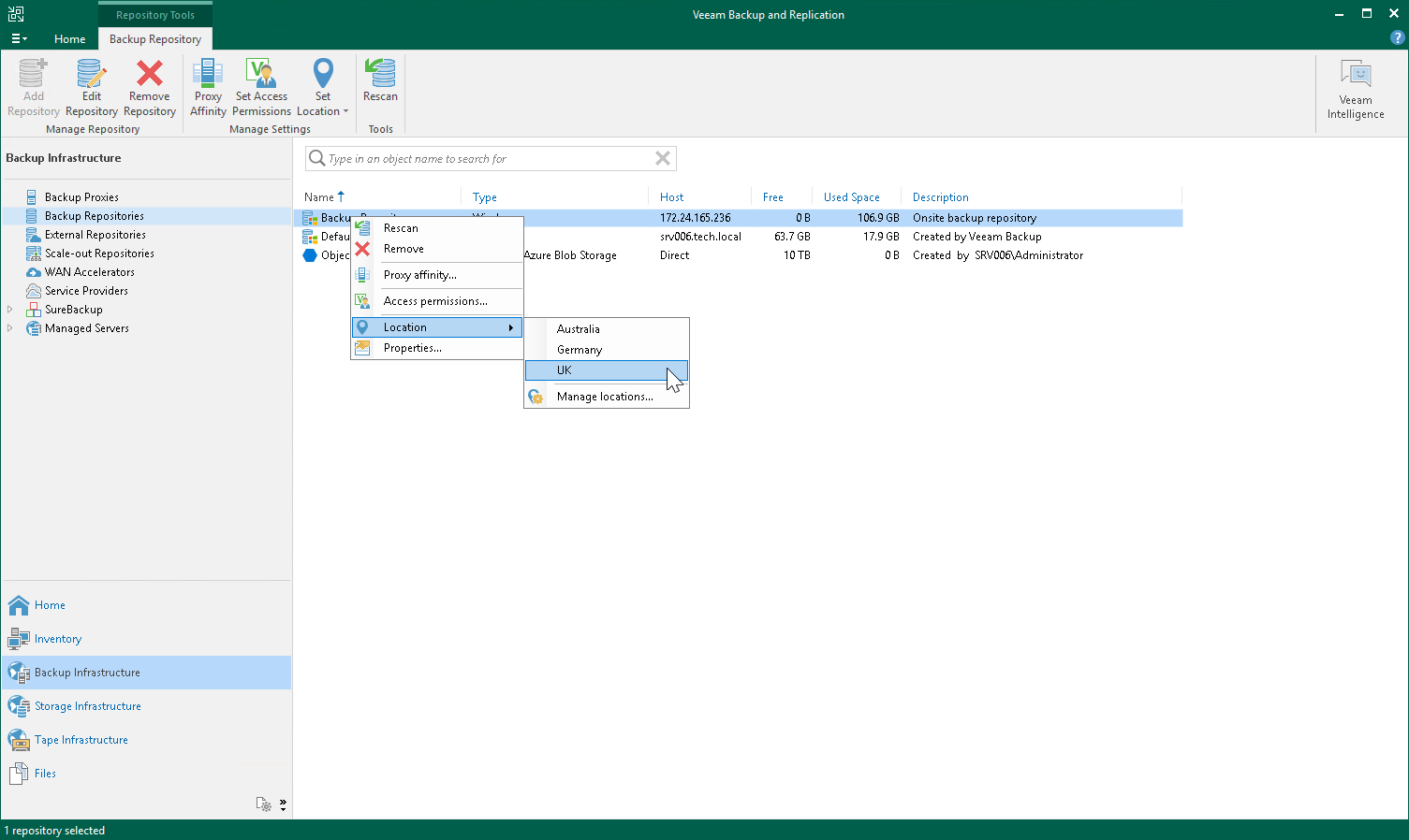 Creating and Assigning Locations to Infrastructure Objects