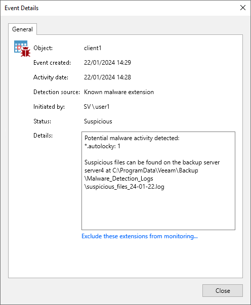 Viewing Malware Detection Events