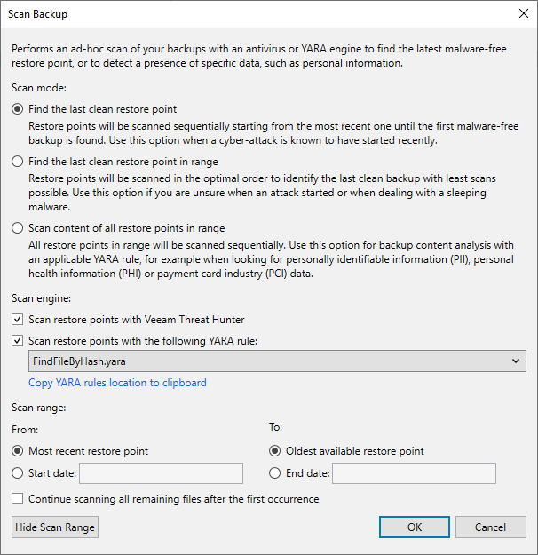 Configuring Scan Backup Session