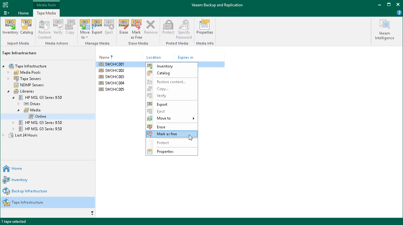 Marking Tapes as Free