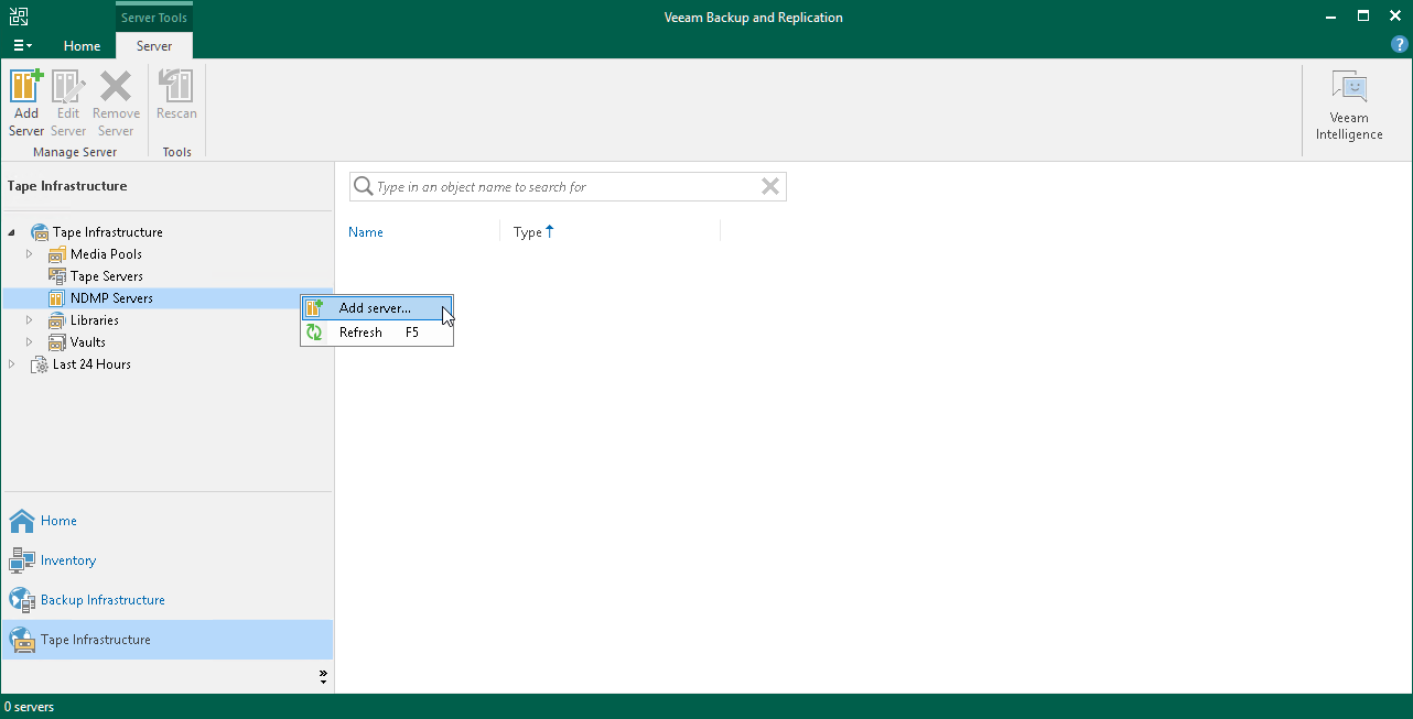 Step 1. Launch New NDMP Server Wizard
