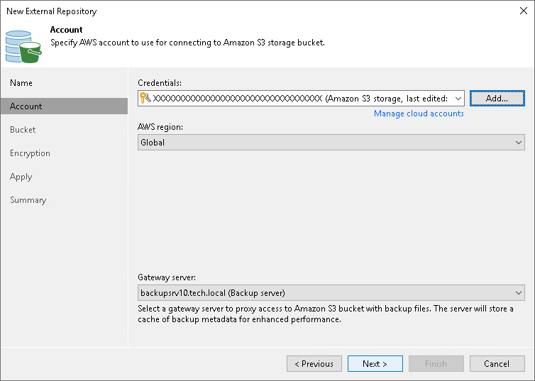 Specify Cloud Repository Account