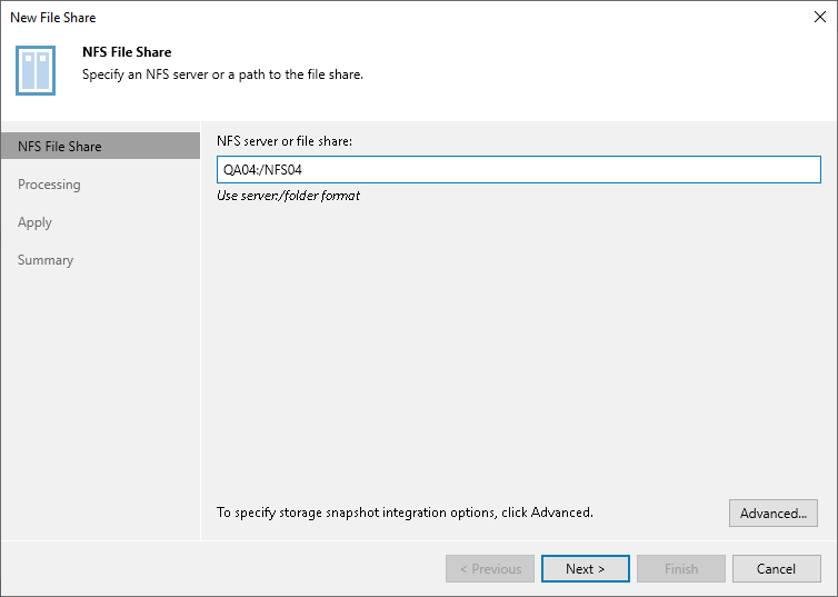 Specify Path to NFS File Share Step 2. Specify Path to NFS File Share