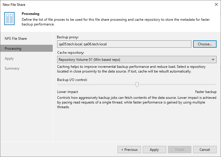 Specify Processing Settings for NFS File Share Step 4. Specify File Share Processing Settings