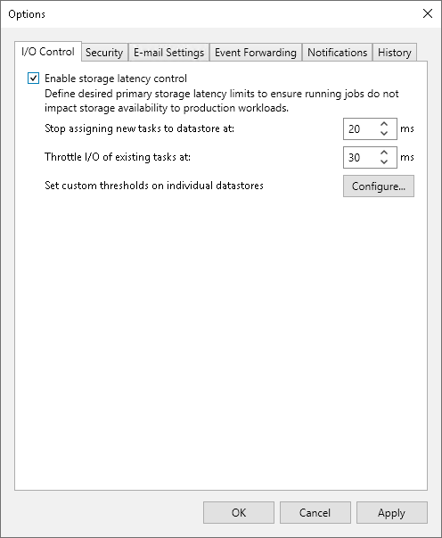 Specifying I/O Settings