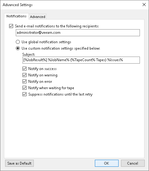 Notifications Settings