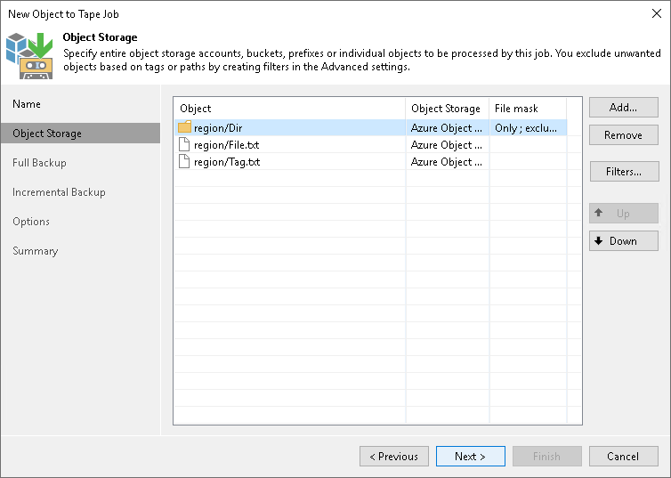 Step 3. Choose Objects to Archive