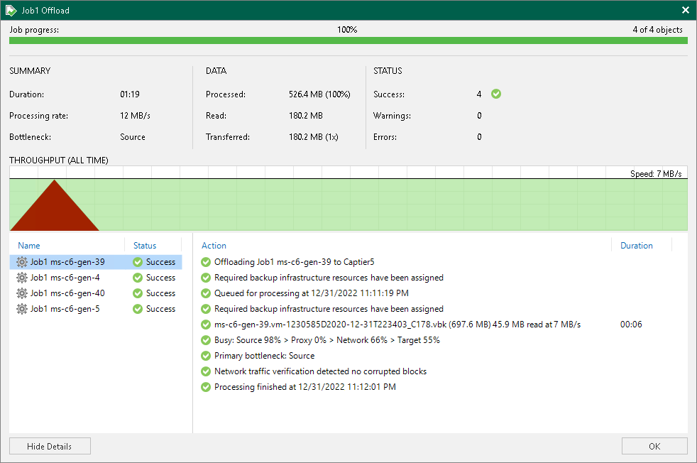 Viewing Offload Session Results