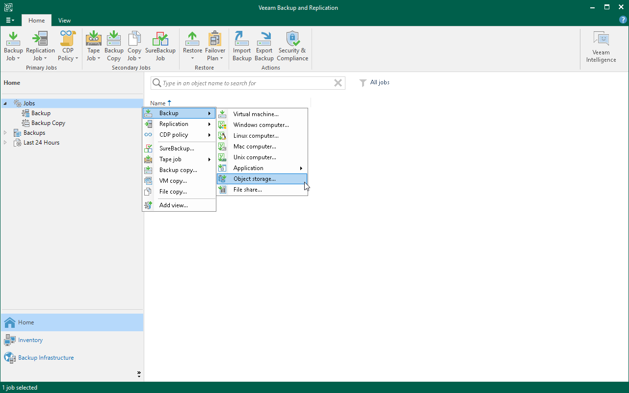 Step 1. Launch New Object Storage Backup Job Wizard