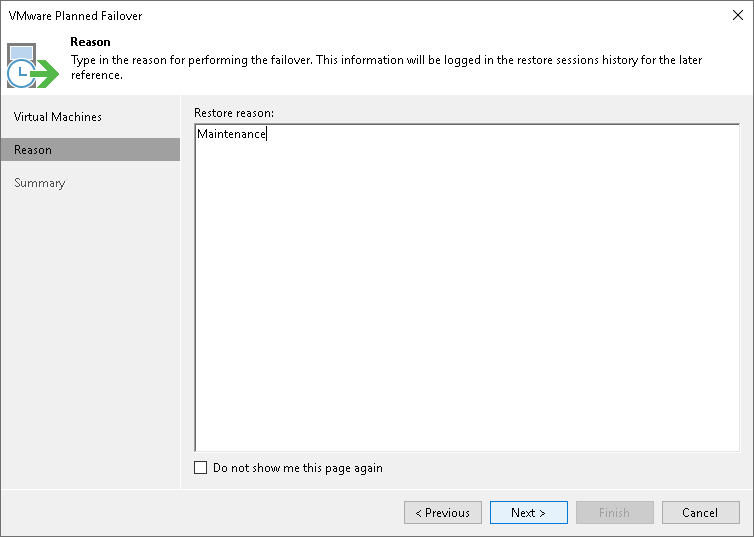 Step 3. Specify Failover Reason
