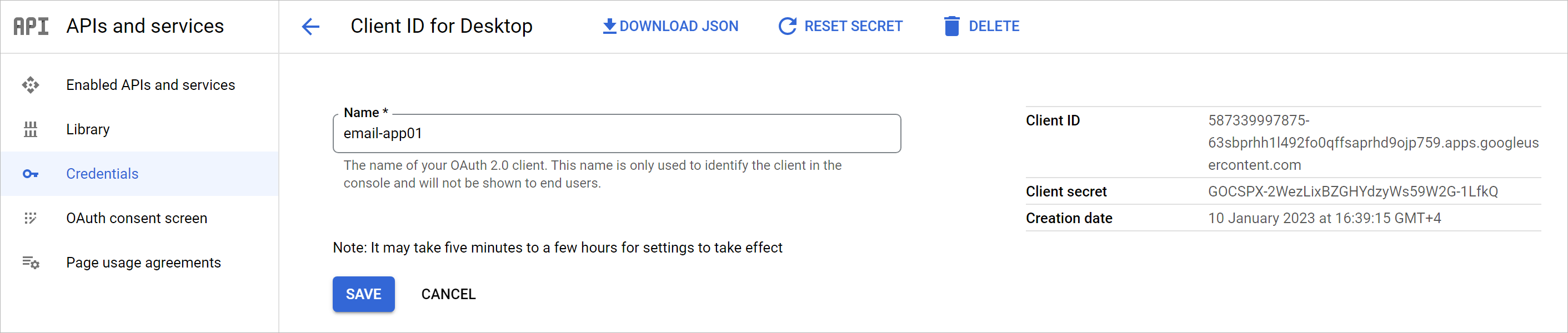 Registering Application in Google Cloud Console
